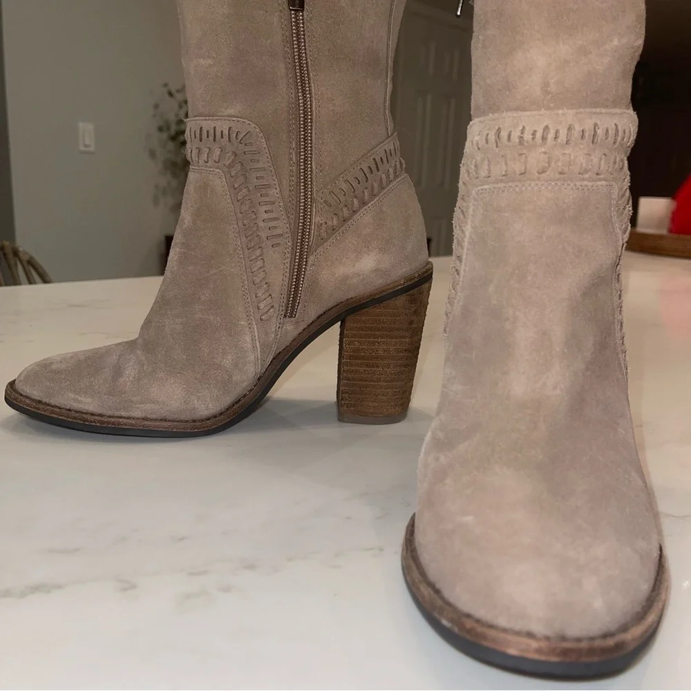Vince Camuto “Madolee” Taupe Suede Over-the-Knee Block Heel Boots - Picture 3 of 16